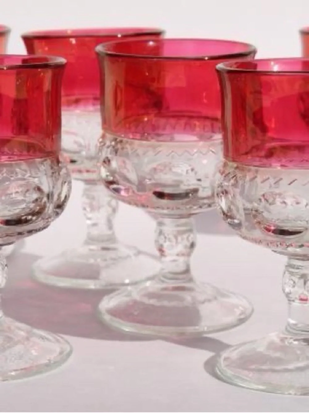 King’s Crown ruby-flash glassware sets